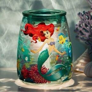Disney Ariel Glass Art Vase with Red and Green Accents
